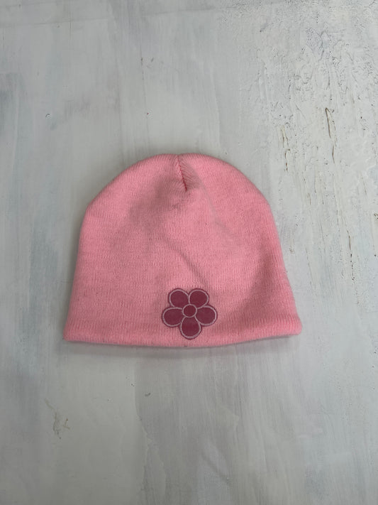 WINTER ESSENTIALS | baby pink beanie floral hat