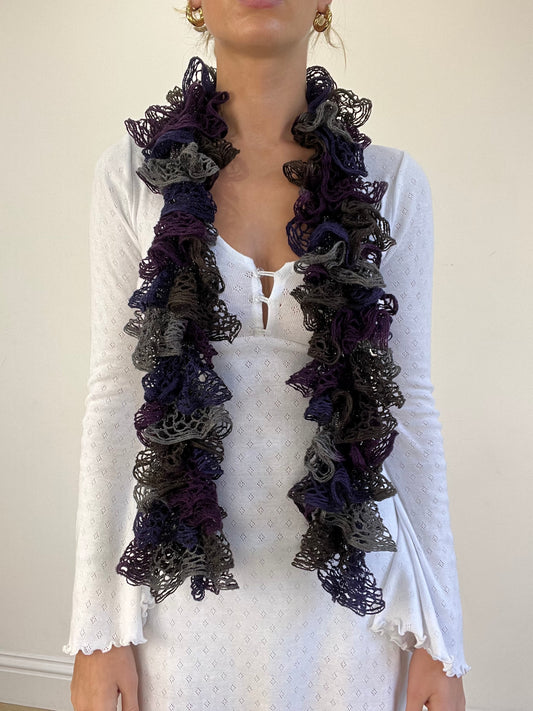 WINTER TRENDS | purple and grey ruffle scarf