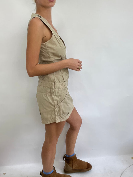 COACHELLA DROP | medium cream cargo style dress with silver zip detail