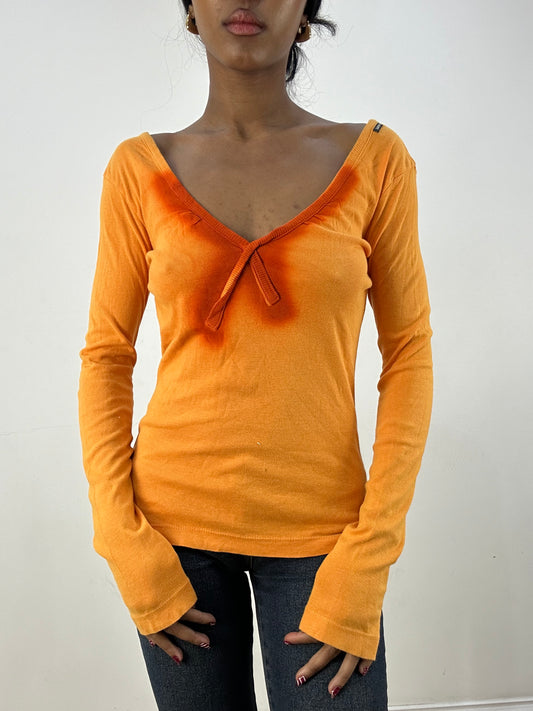 💻 HIPPY CHIC DROP | small playlife orange long sleeve top with contrast orange neckline