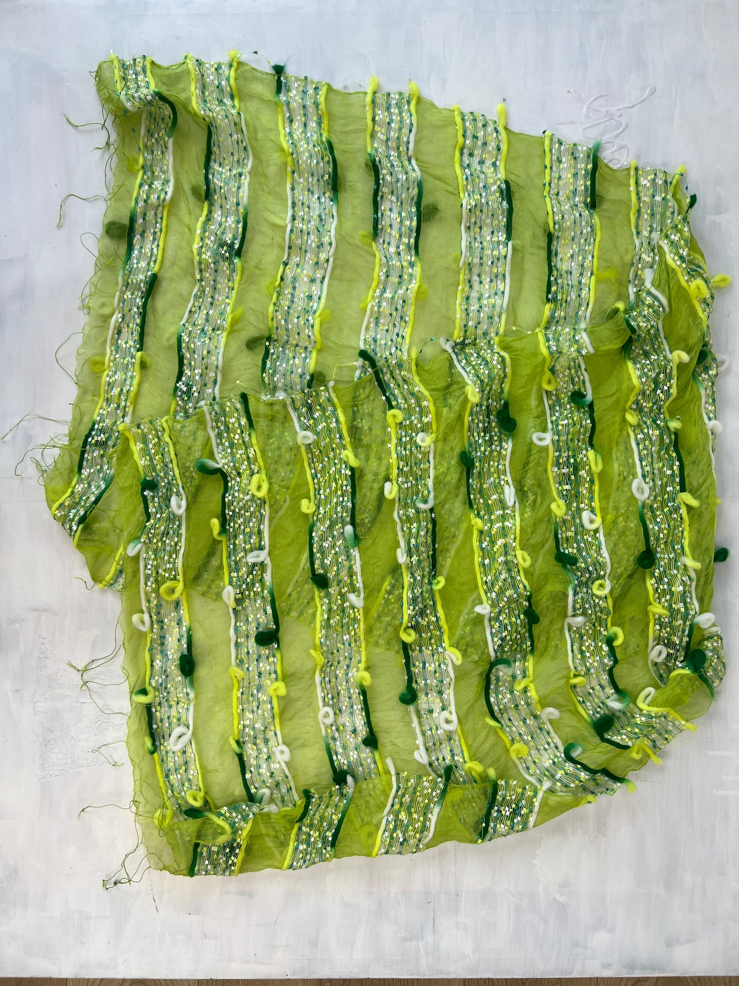 st patrick’s day | green and white knitted scarf