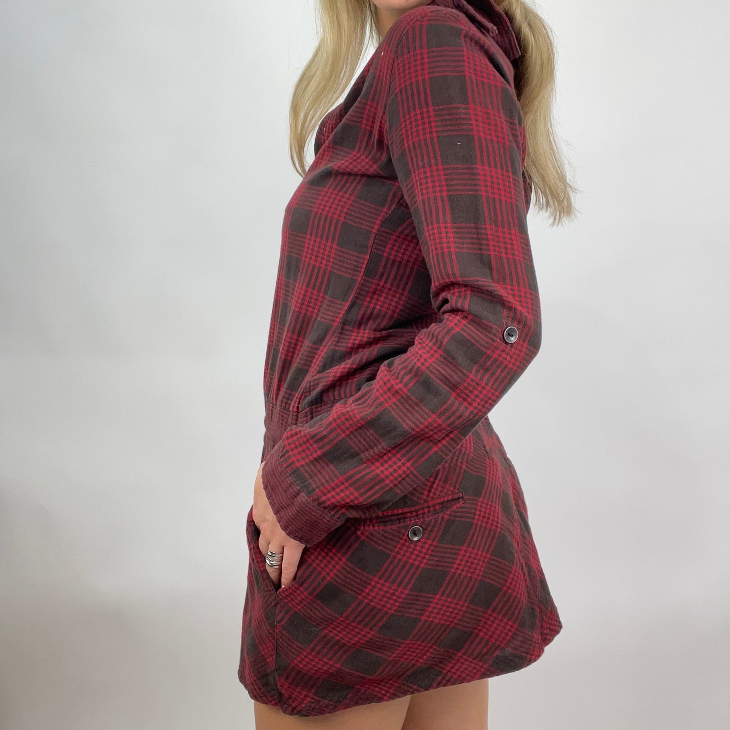 STUDIO FAVES | small red and black checked mini dress