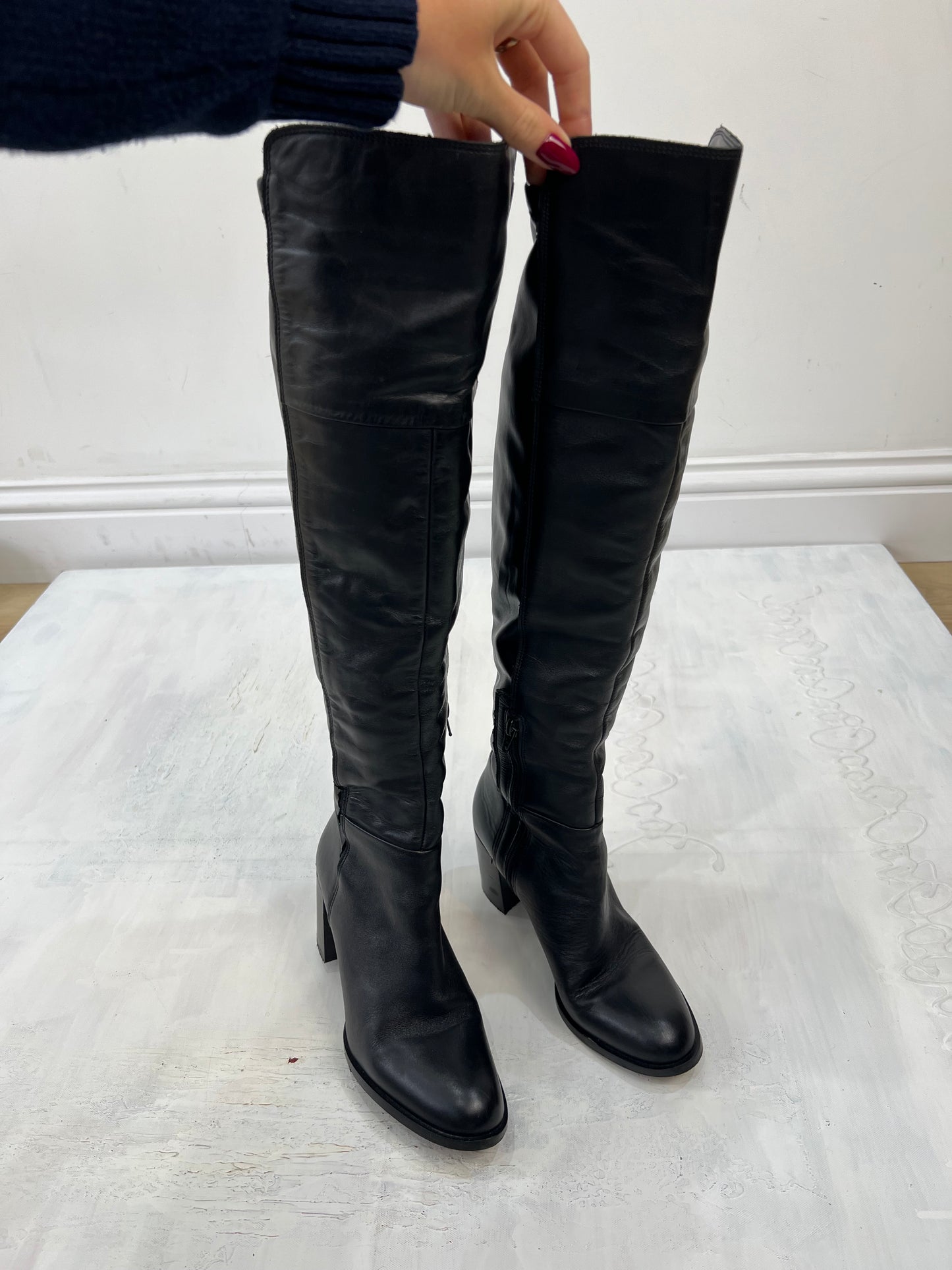 ⭐️ BEST PICKS | uk 5 black crinkle thigh high boots