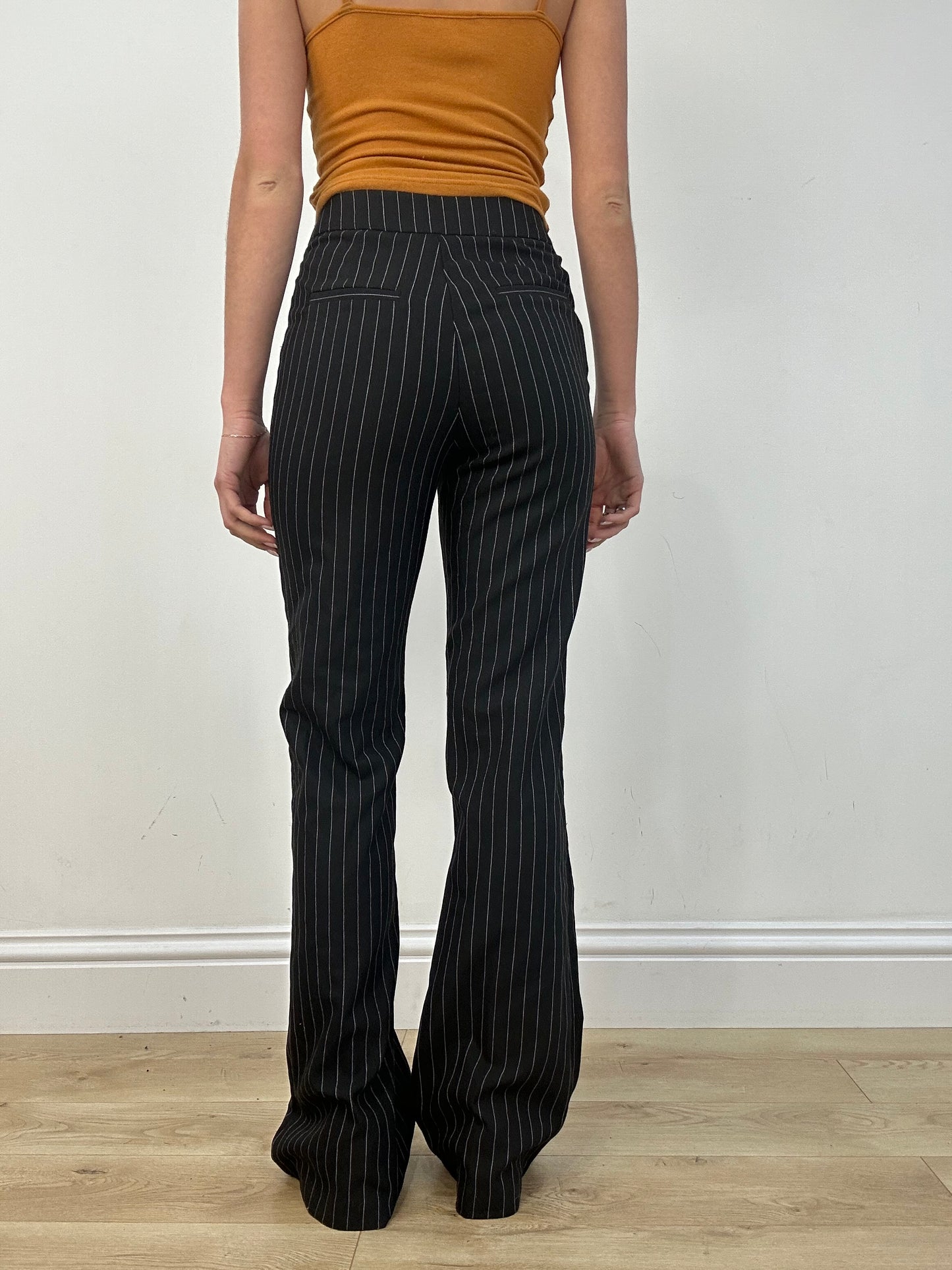 vintage edit: date night | small black pinstripe trousers