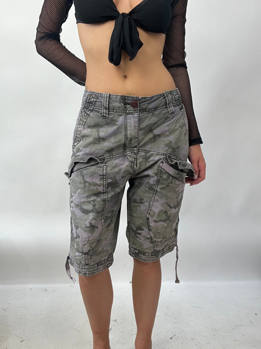 BRAT GIRL SUMMER DROP | large purple and green camo jorts