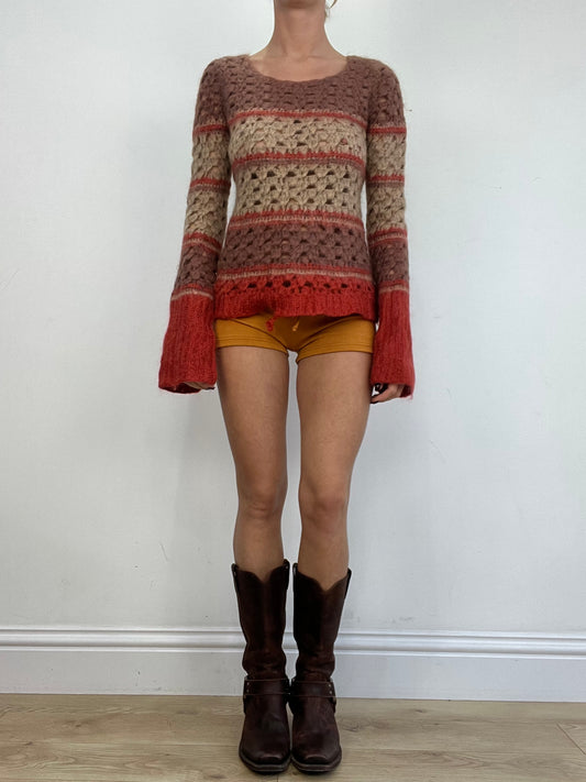 vintage edit one | medium max&co brown and orange crochet jumper