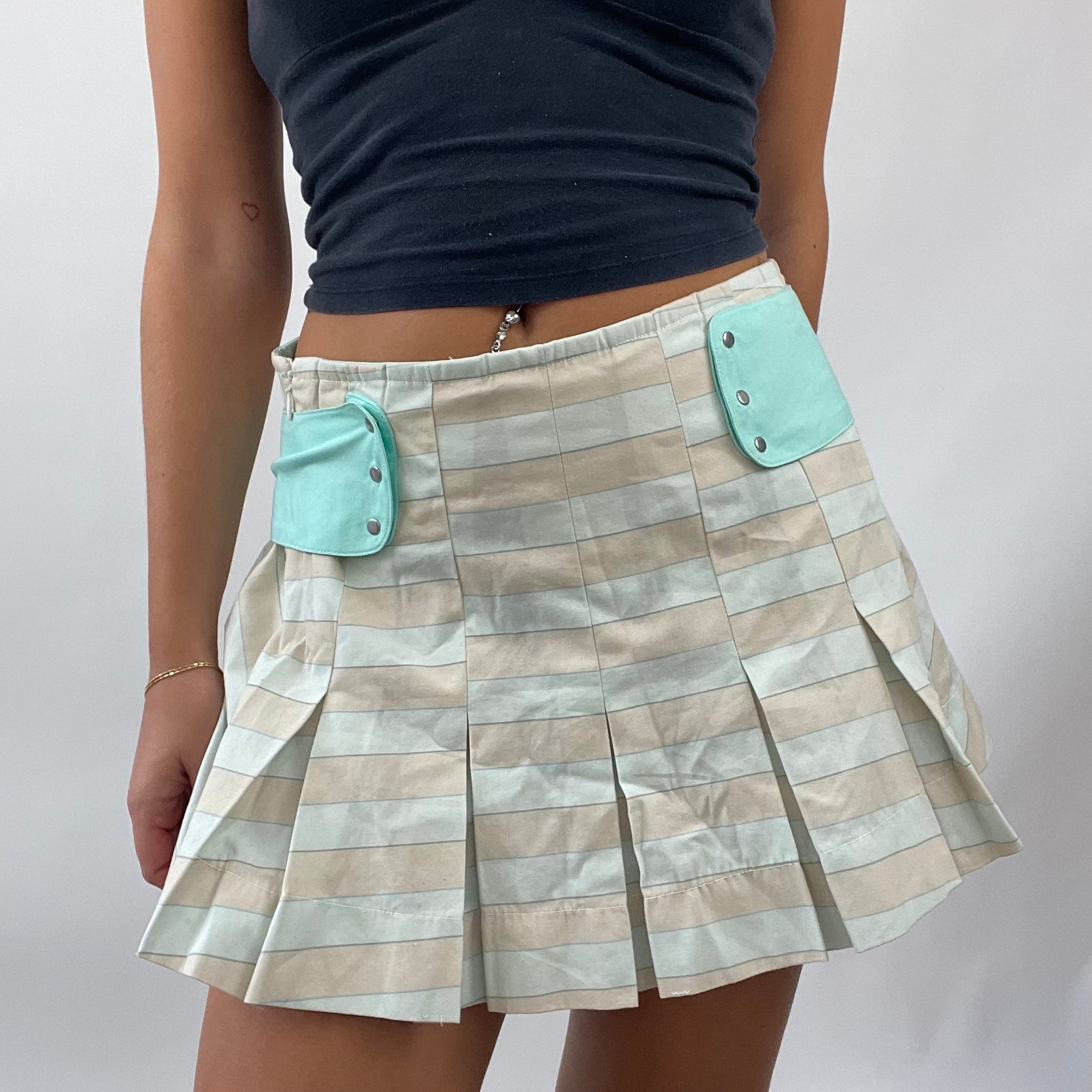 Blue beige outlet pleated skirt