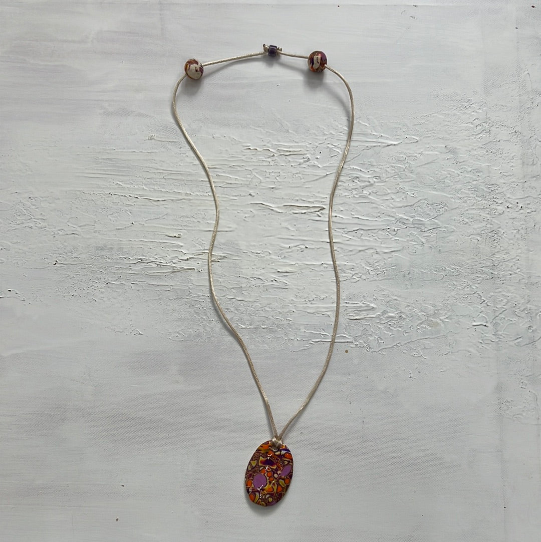 PALM BEACH DROP | orange and purple necklace with beaded strap