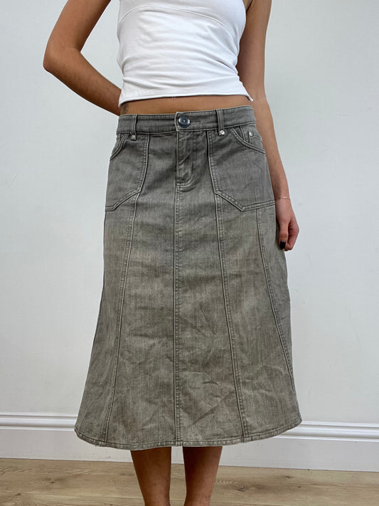 vintage drop 1 | large grey denim maxi skirt