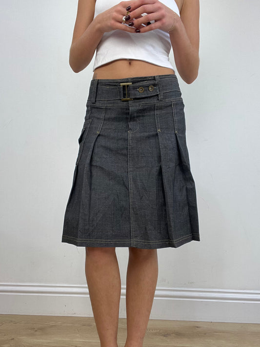 vintage drop 1 | small grey denim midi skirt