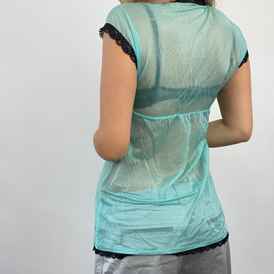 FUTURECORE DROP | small blue custo barcelona mesh t-shirt with lace trim