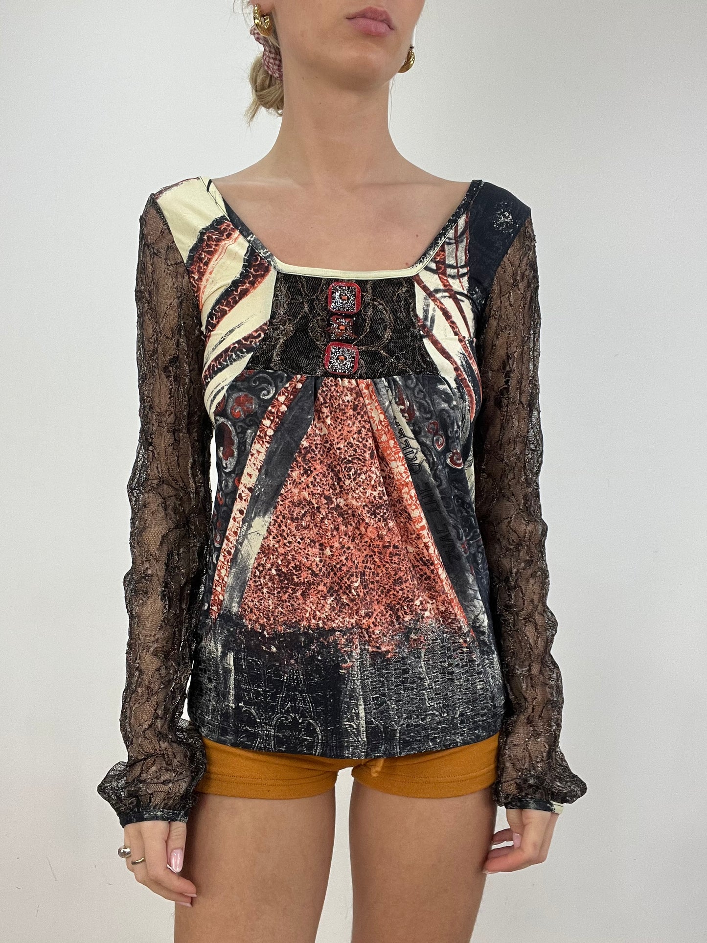 vintage edit six | medium abstract print save the queen top