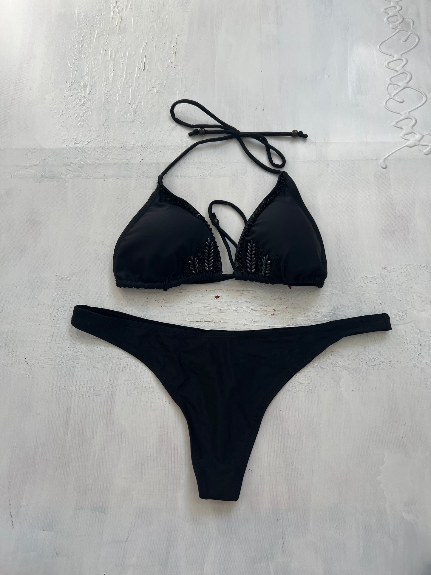 BRAT GIRL SUMMER DROP | medium black bikini set with sequins