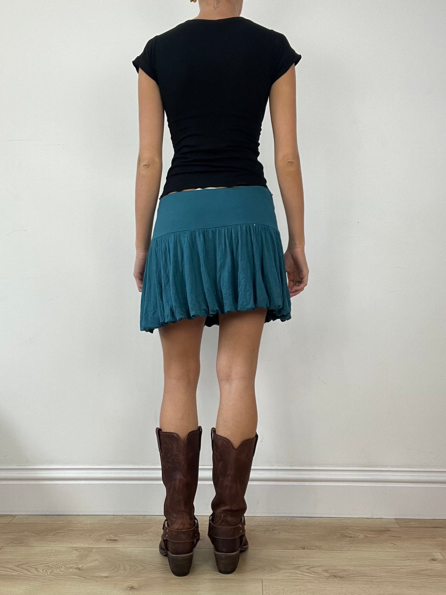 DINNER PARTY | medium blue flowy mini skirt