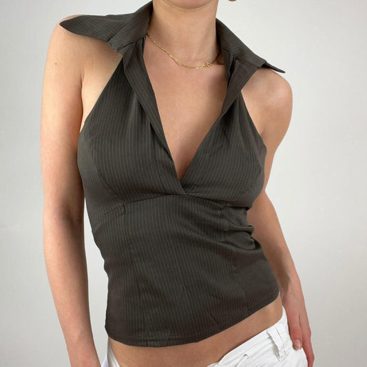 * SAMPLE SALE | xs lola top in pinstripe chocolate brown