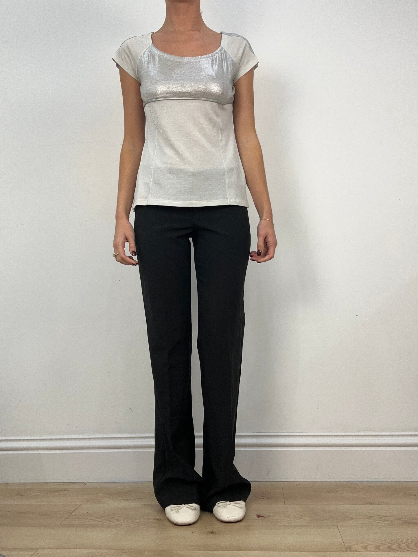 DATE NIGHT | medium white and silver versace shiny top