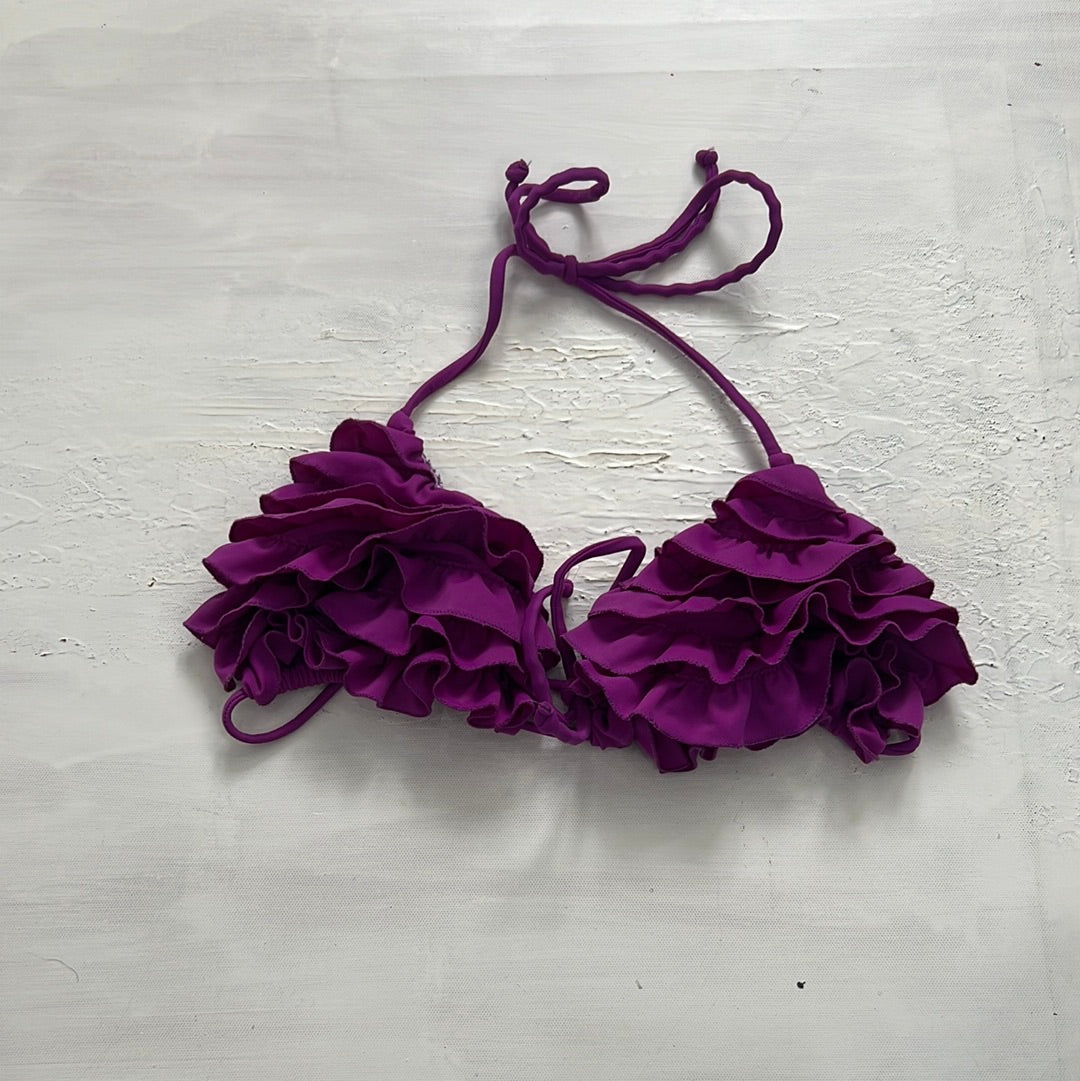 PALM BEACH DROP | small purple ruffle bikini top