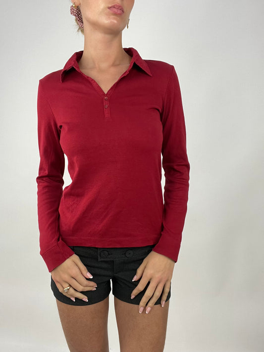 TAYLOR SWIFT DROP | medium red long sleeved collared top