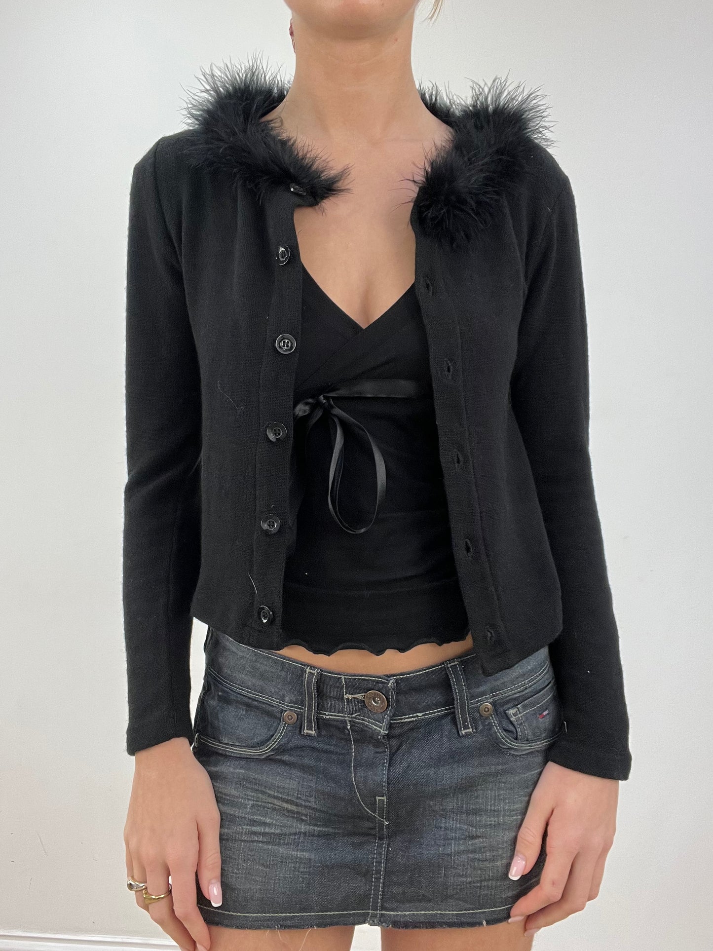 BEST PICKS | small black faux fur cardigan