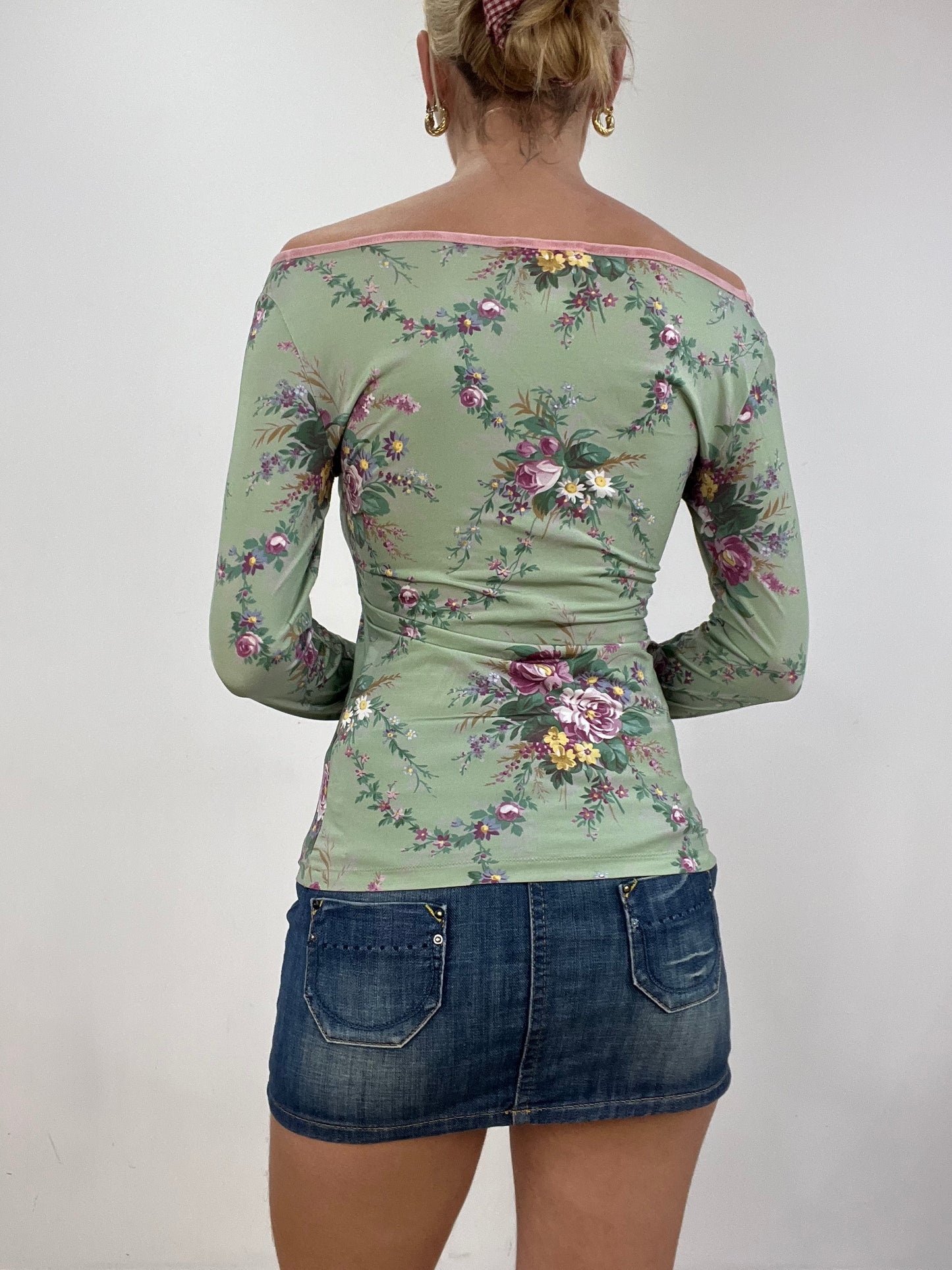 vintage edit six | medium green blumarine floral long sleeved top