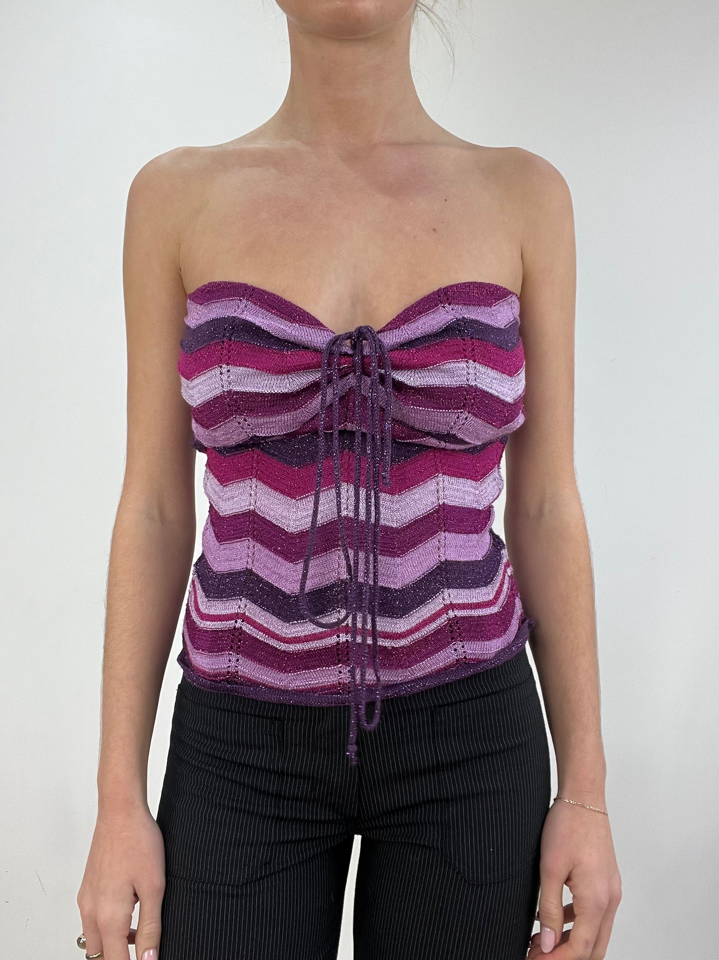 vintage edit six | small two tone purple striped top