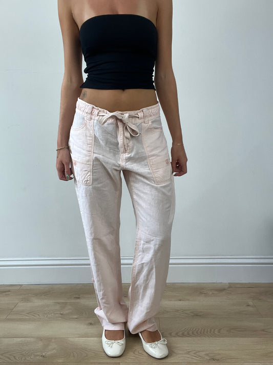 BEST PICKS | small baby pink old h&m linen trousers with tie waist detail