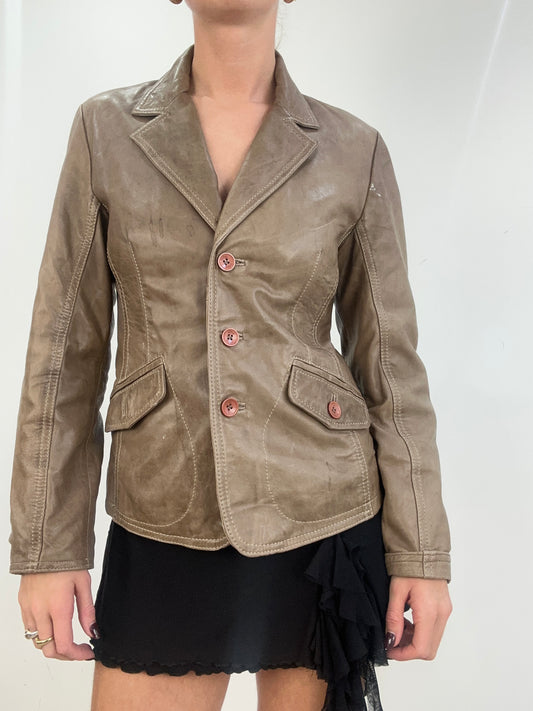 vintage drop 1 | small light brown faux leather jacket