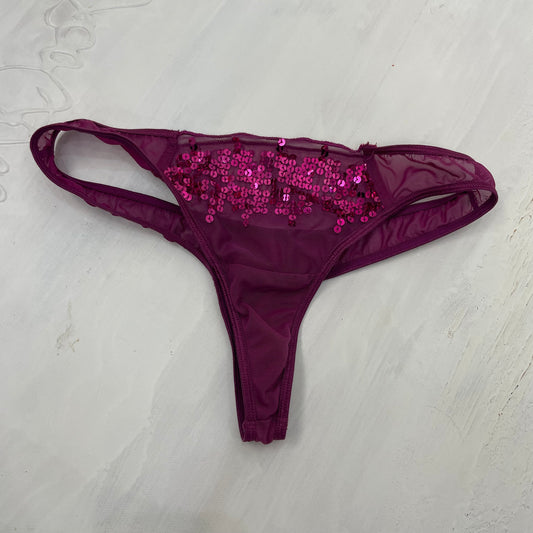 GALENTINES DAY DROP | small purple mesh sequin thong