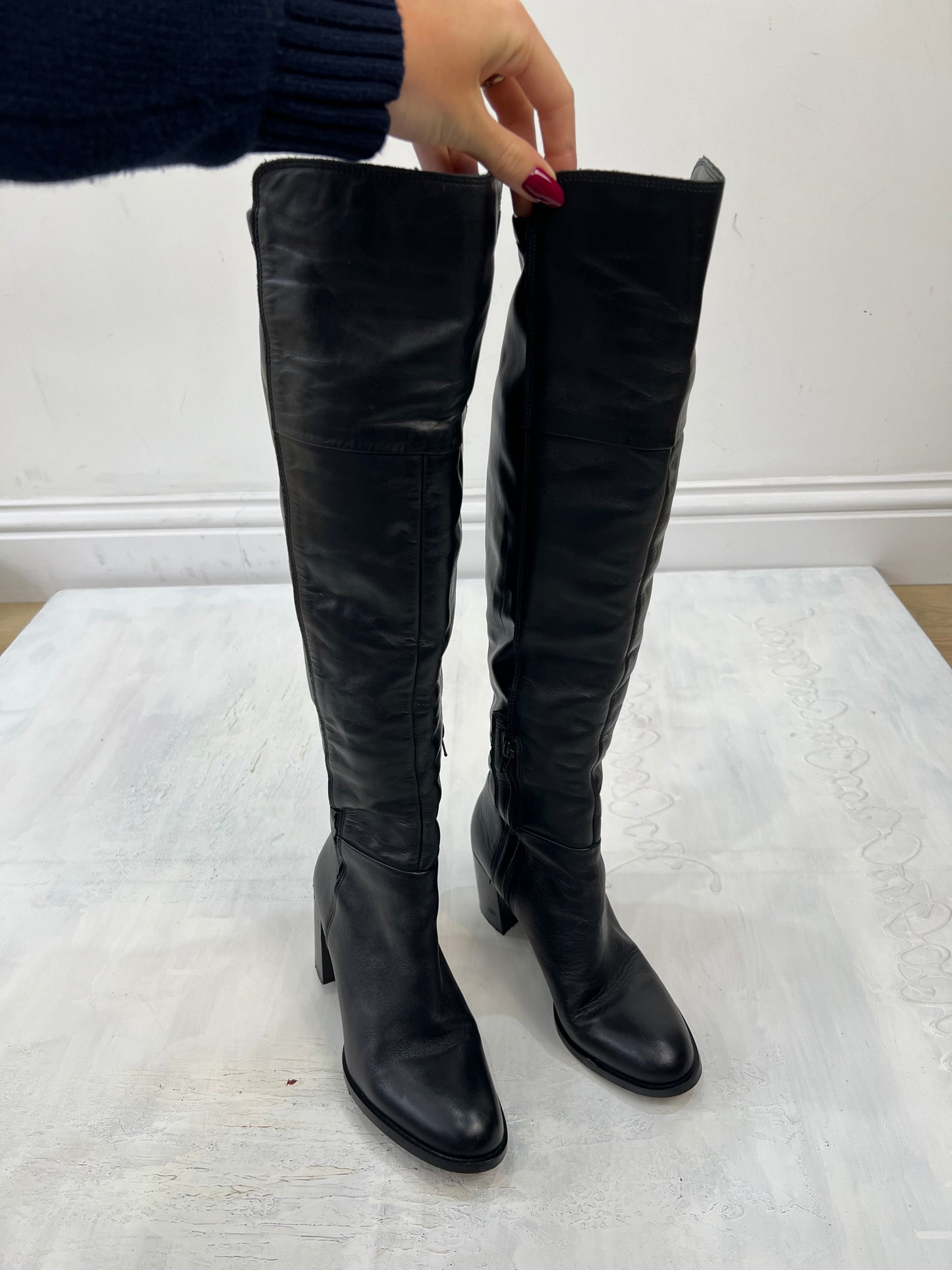 ⭐️ BEST PICKS | uk 5 black crinkle thigh high boots