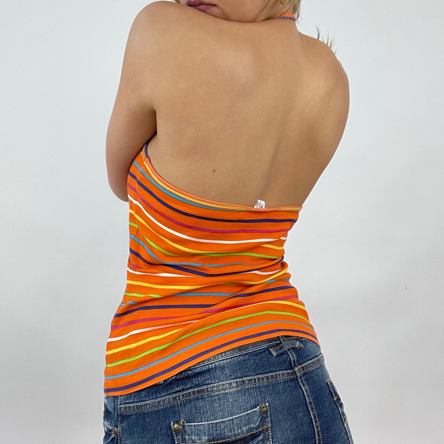 💻 GIRL CORE DROP | small orange stripy halterneck top