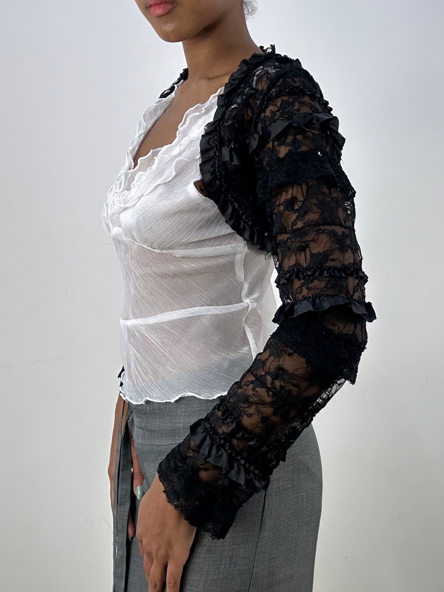 vintage edit: office siren | small black lace bolero cropped cardigan