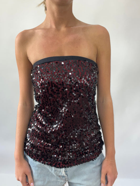 SUMMER SOLSTICE DROP | large bandeau style top with red sequins