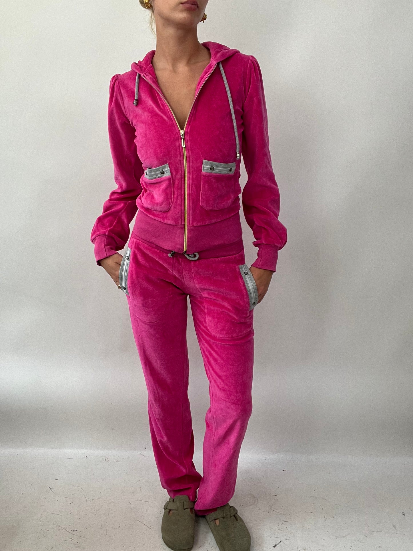 Pink velour skirt tracksuit hotsell