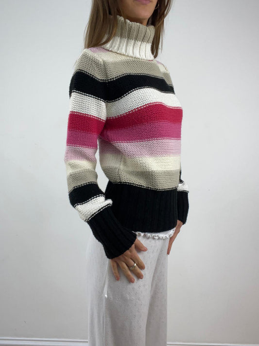 GILMORE GIRLS | extra small white pink and black knitted jumper