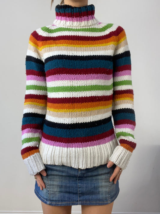 vintage edit thirteen | extra small multicoloured striped roll neck jumper