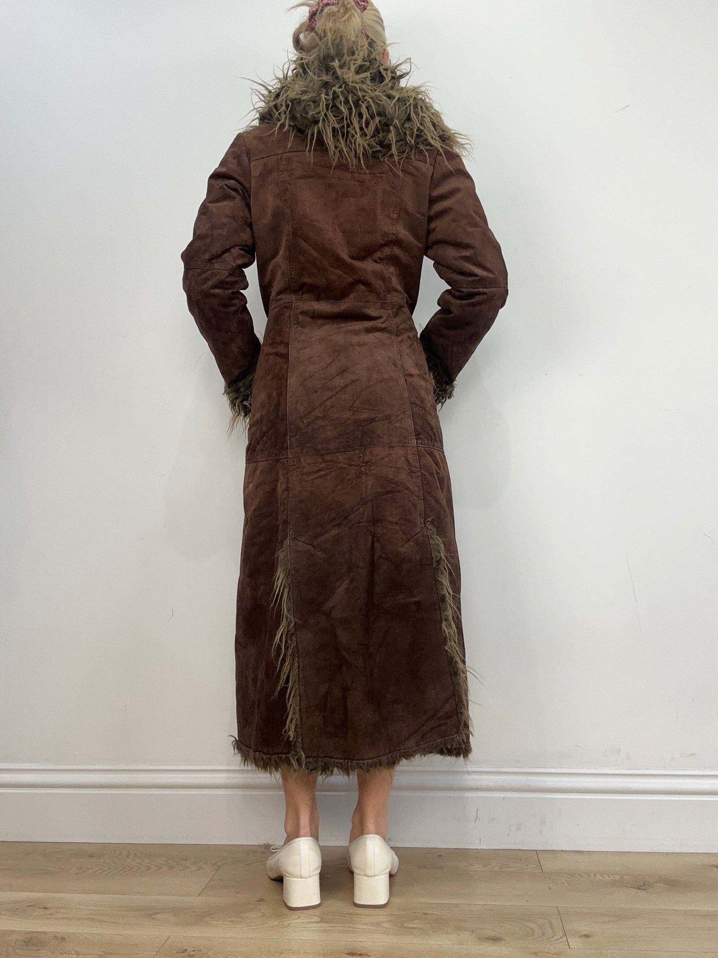 vintage edit seasonal faves | medium brown real suede afghan style coat