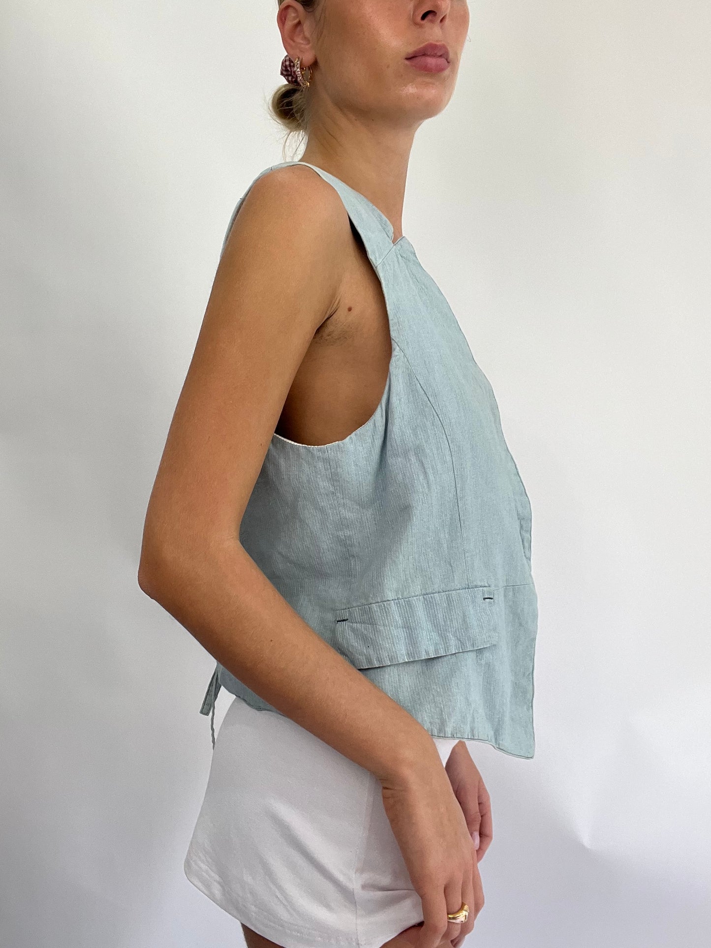 COASTAL COWGIRL DROP | large old label zara denim waist coat