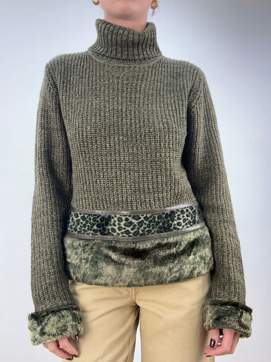 BONFIRE NIGHT | medium green roll neck knitted jumper