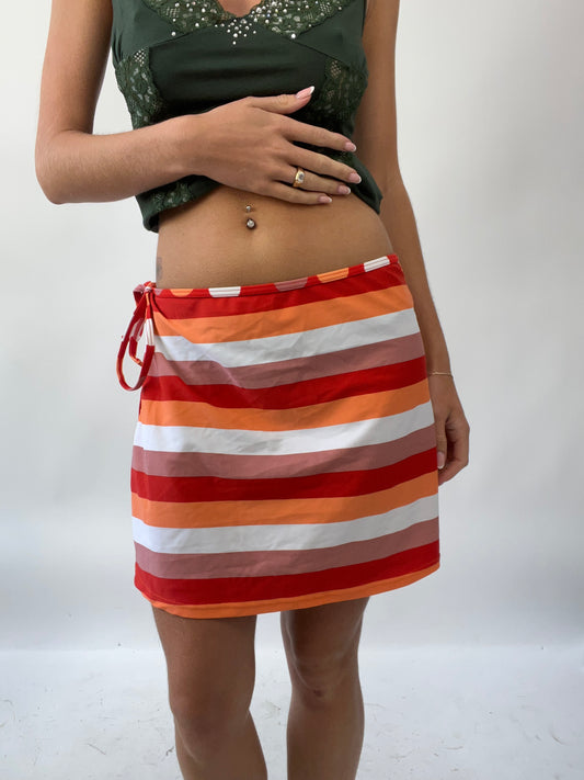 💚 GIRLS TRIP DROP | medium orange white snd red striped wrap skirt