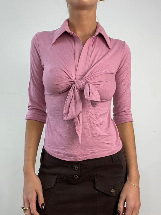 💻 GILMORE GIRLS | medium pink front tie shirt style top