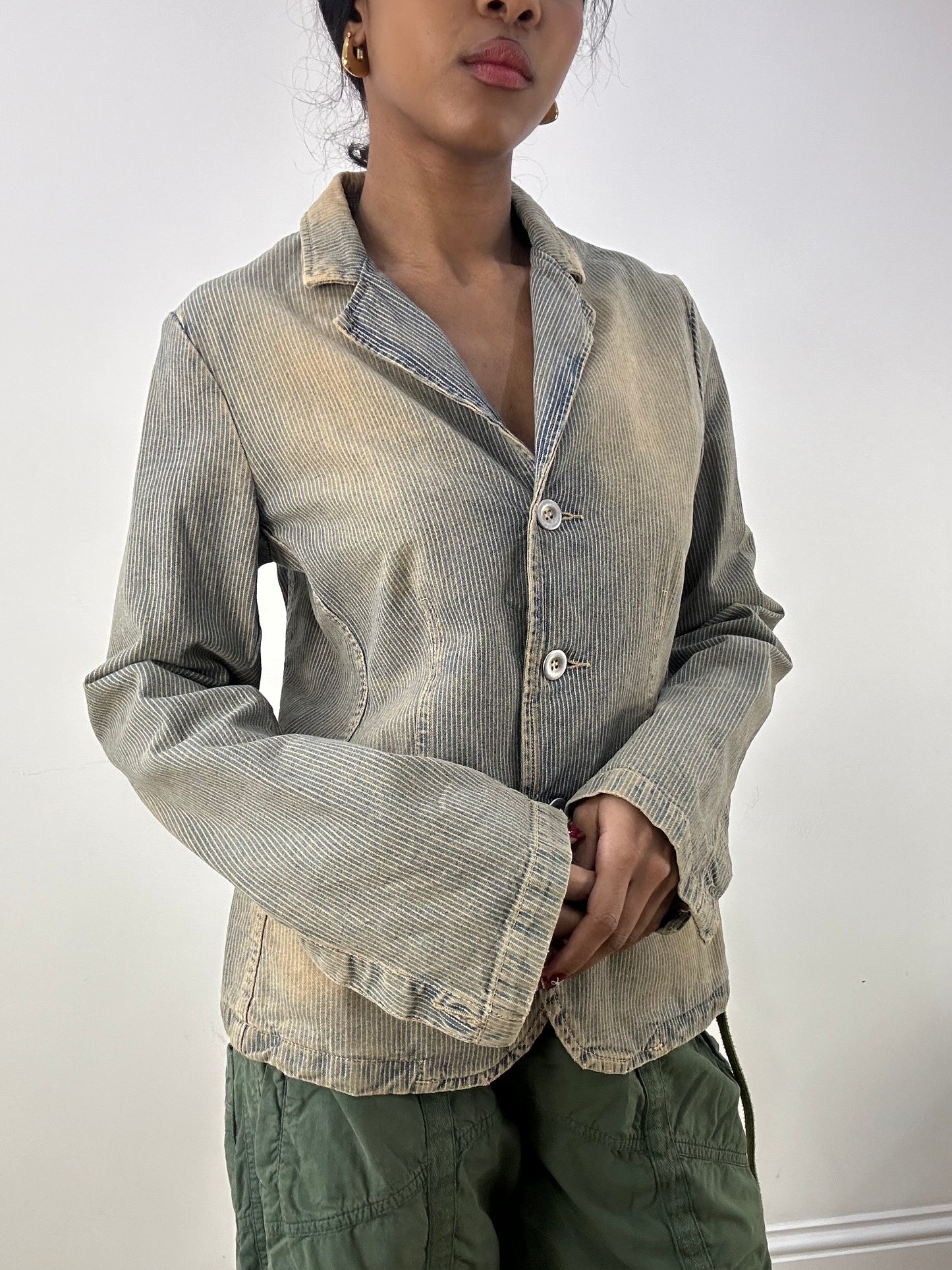 HIPPY CHIC DROP | large denim cabin klein bleached corduroy blazer jacket