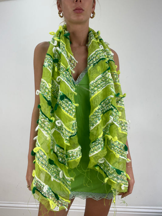 st patrick’s day | green and white knitted scarf