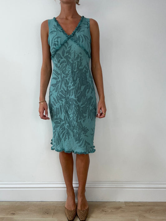 SIRENCORE | medium blue maxi dress with floral print