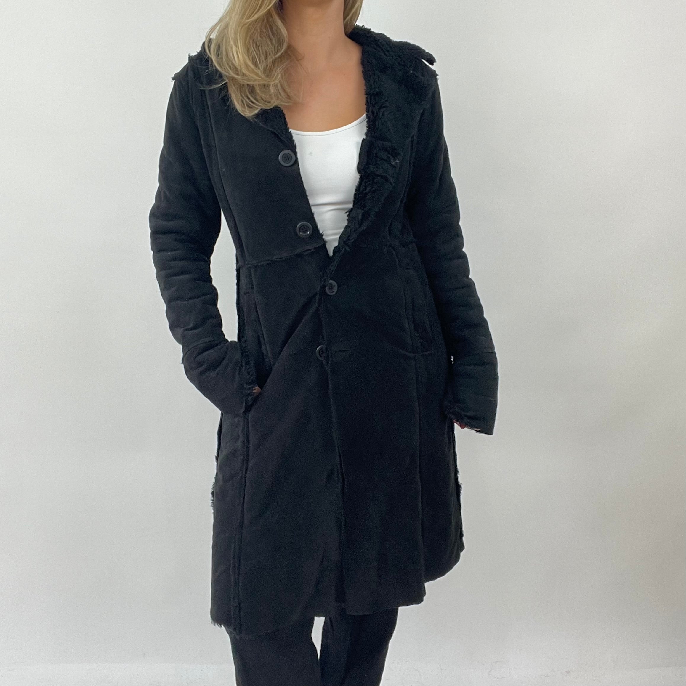 Long black shop suede coat