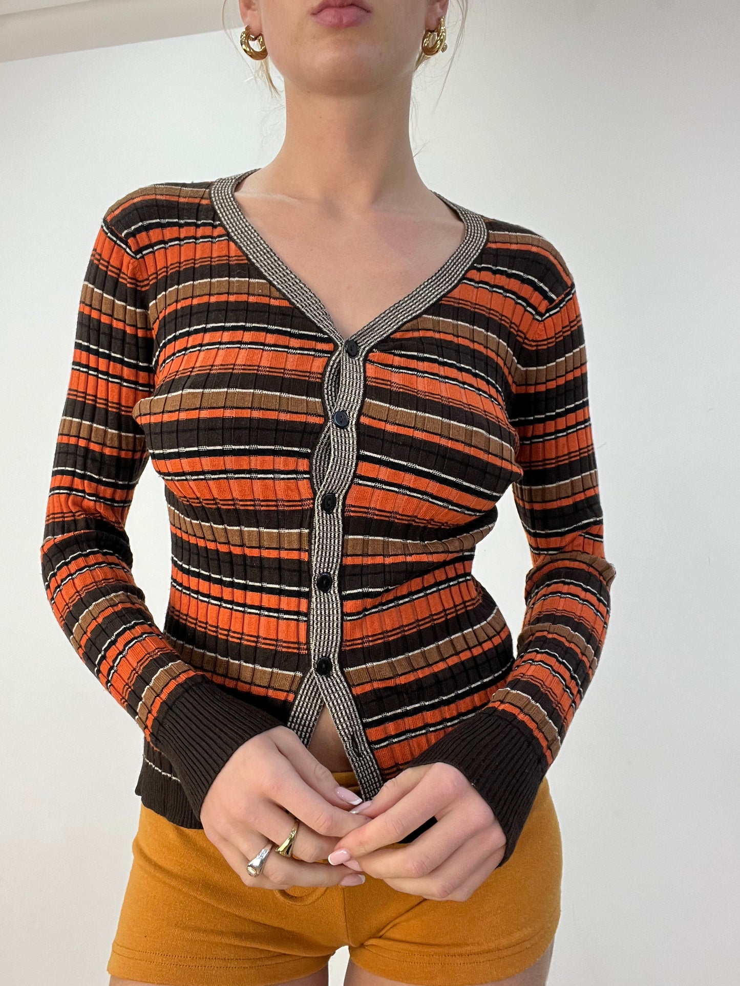 BEST PICKS | small brown and orange striped cardigan