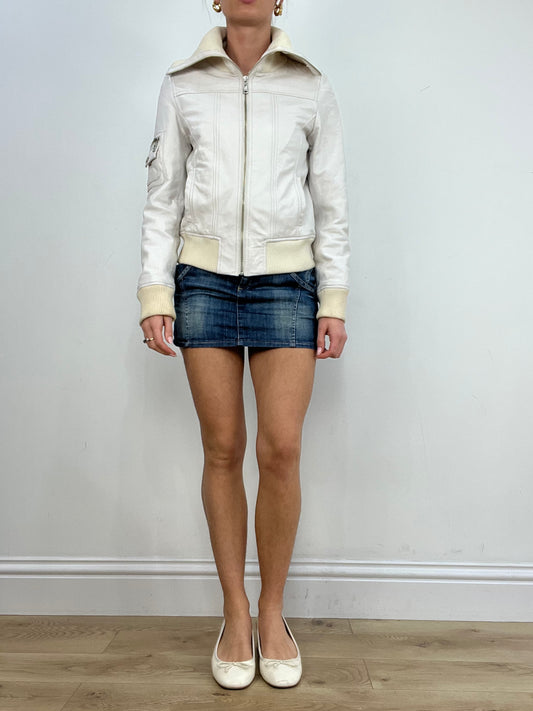 vintage edit six | medium white faux leather jacket