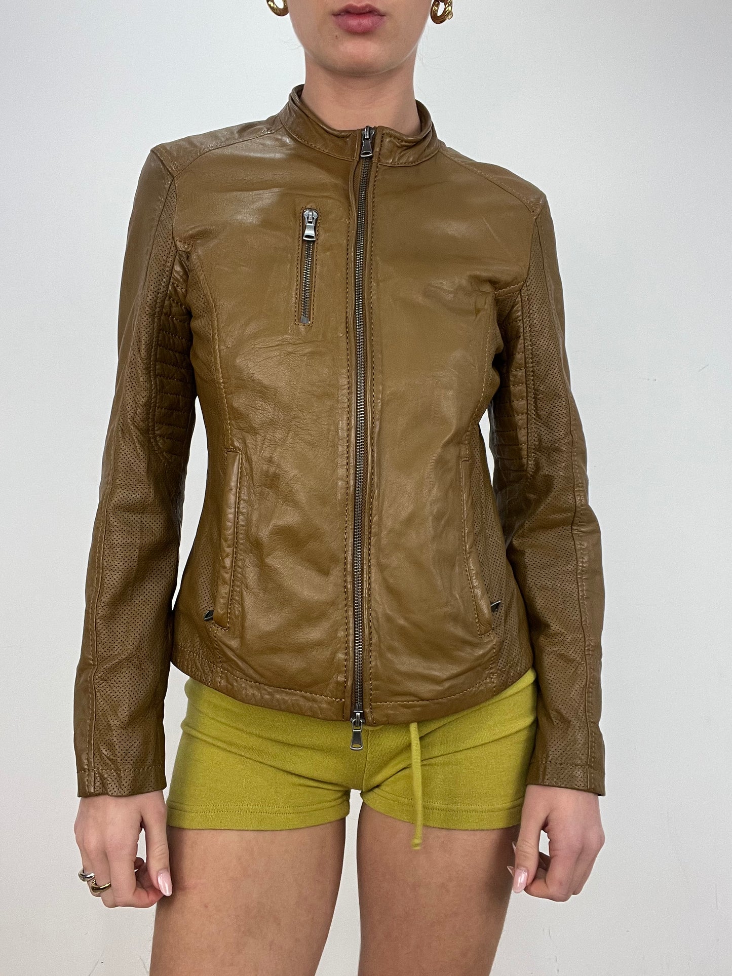 vintage edit ten | medium brown real leather jacket