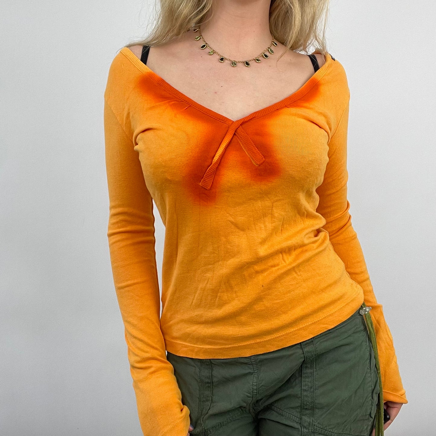 💻 HIPPY CHIC DROP | small playlife orange long sleeve top with contrast orange neckline