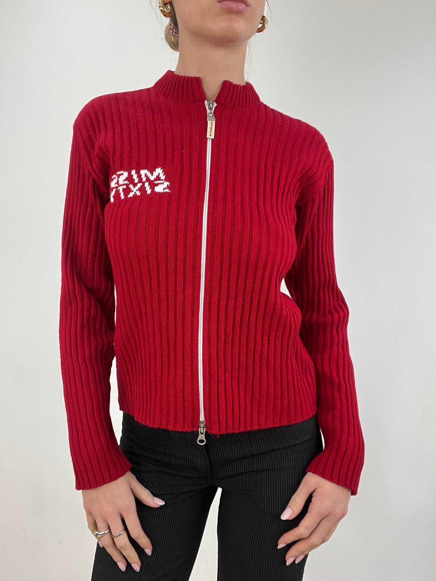 vintage edit six | medium red miss sixty dual zip jumper