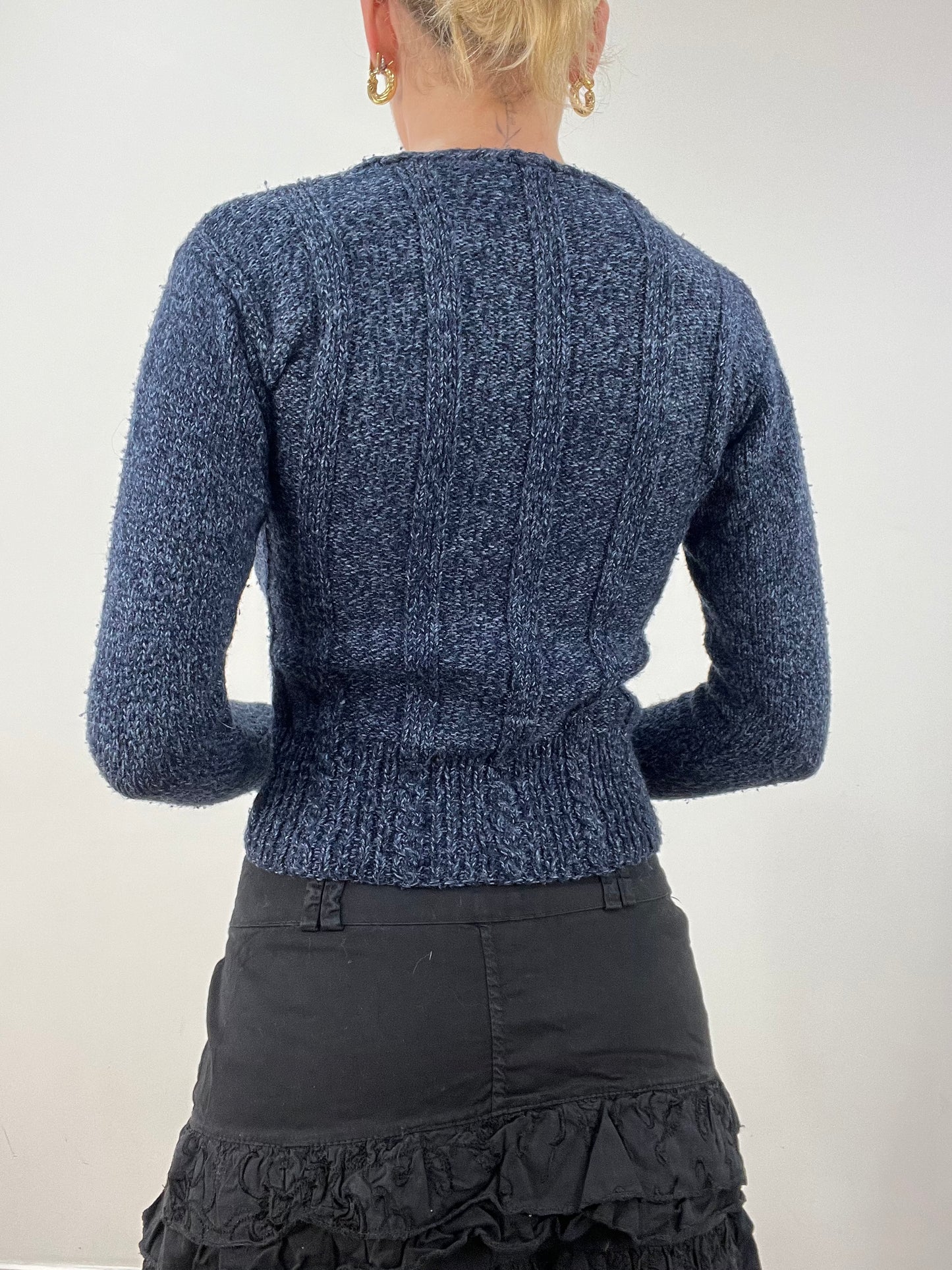 vintage edit seasonal faves | extra small blue knitted v neck jumper